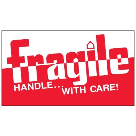 Bsc Preferred 3 x 5'' - ''Fragile - Handle With Care'' Labels, Style 3, 500PK DL1160